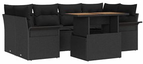 vidaXL Kerti Kanapé Szett párnával 7 pcs Fekete