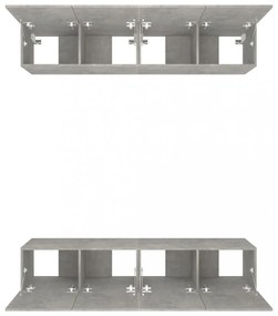 4 db betonszürke szerelt fa fali TV-szekrény 80 x 30 x 30 cm