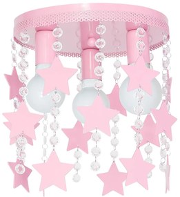 Gyerek mennyezeti lámpa ELZA stars 3xE27/60W/230V rózsaszín