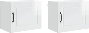 vidaXL Konyhaszekrény 2 pcs Magas Fényű Fehér 50 x 31 x 40 cm Faanyag