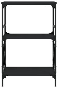 3 szintes fekete szerelt fa könyvespolc 59 x 35 x 90,5 cm