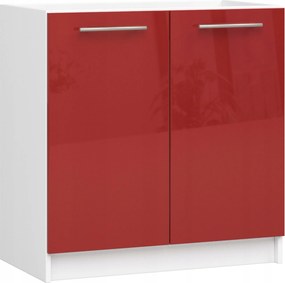 Konyhaszekrény Mosogató Alá Olíva S 80cm Fehér-piros Fényes Akd