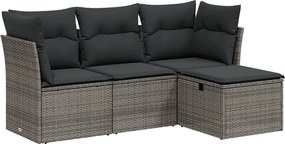 vidaXL 4 részes szürke polyrattan kerti ülőgarnitúra párnákkal