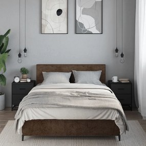 2 darab fekete tömör szerelt fa éjjeliszekrény 40 x 31 x 50 cm