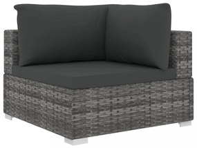 6 részes szürke polyrattan kertibútor-garnitúra párnákkal