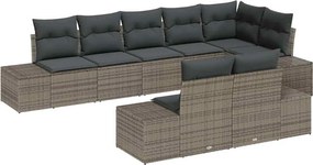 vidaXL Kerti Kanapé Szett tárolóval 8 pcs Szürke Poli rattan