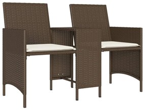 2 személyes barna polyrattan kerti kanapé asztallal/székkel