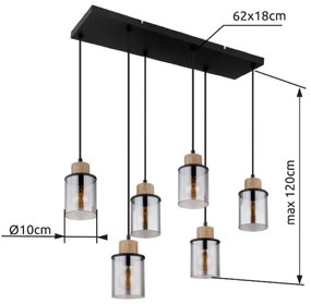 Globo 15707-6H - Csillár zsinóron REID 6xE27/15W/230V