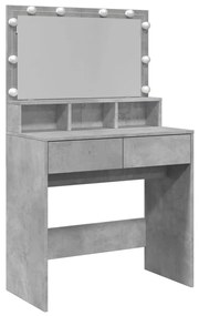 betonszürke fésülködőasztal LED-del 80 x 41 x 134,5 cm