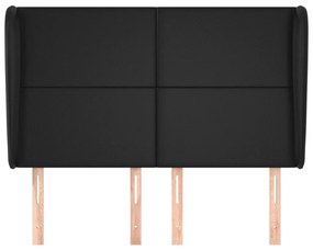 fekete műbőr fejtámla szárnyakkal 147 x 23 x 118/128 cm