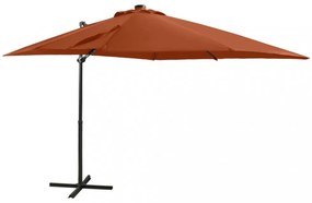 terrakotta konzolos napernyő rúddal és LED-fényekkel 250 cm