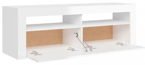 magasfényű fehér TV-szekrény LED lámpákkal 120 x 35 x 40 cm