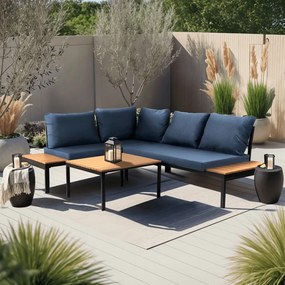 Kerti Ülőgarnitúra Sötétkék/Fekete Színben. NORMAN