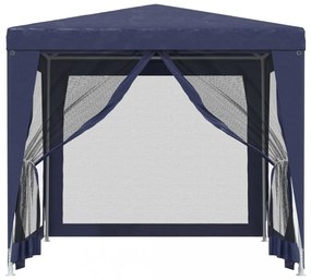 kék HDPE rendezvénysátor 4 hálós oldalfallal 2,5x2,5 m