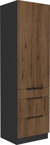 Magas szekrény, okapi dió/fekete, MENZO 60 DKS-210 3S1F