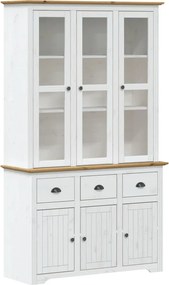 vidaXL BODO fehér-barna tömör fenyőfa magasszekrény 115,5x43x200,5 cm