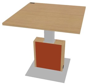 Verno+ S állítható magasságú tárgyalóasztal 120 x 120 cm, világos tölgy / narancs