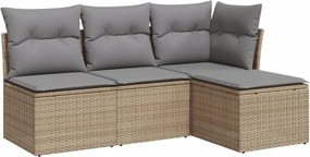 vidaXL 4 részes bézs polyrattan kerti ülőgarnitúra párnákkal