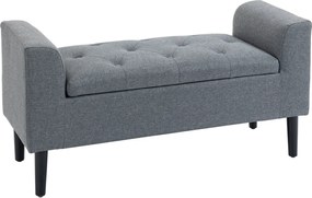 HOMCOM Tároló Pad, Kárpitozott Pad Vászonhatással, Fából készült Lábakkal, Terhelhetőség 130 kg-ig, Nappali, Hálószoba, Előszoba számára, 116 x 44 x 5