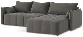 Sötétszürke kinyitható-tárolóhelyes sarokkanapé (jobb oldali-heverő résszel) Moku – Makamii