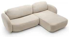 OLBIA jobbos, L-alakú, kihúzható sarokkanapé tárolóval, bézs