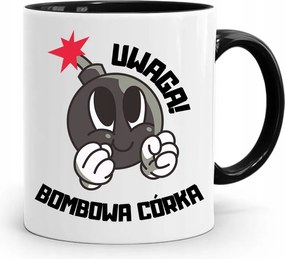 Bögre Fekete Ajándék Lányának Bomba Lánya fényképes nyomtatással