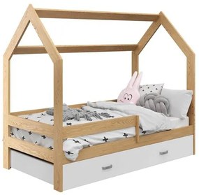 HÁZIKÓ D3 fenyőfa gyerekágy 80x160 cm Matrac: COMFY HR 10 cm matraccal, Ágyrács: Ágyrács nélkül, Ágy alatti tárolódoboz: Tárolódoboz nélkül