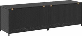 Fekete Polyrattan Kerti Tárolóláda 200 X 50 X 60 Cm