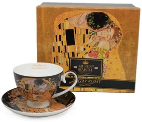 Klimt porcelán csésze aljjal A Csók 250 ml díszdobozban Black
