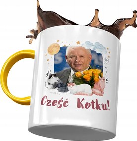 Sárga bögre Jaroslaw Kaczynski Politikusok Ajándék Nyomtatott Fotóval