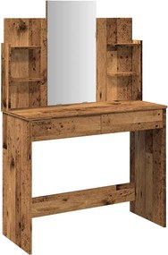 vidaXL öltözőasztal tükörrel régi fa 96x39x142 cm