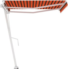 vidaXL narancs és barna kézzel kihúzható póznás napellenző 350x250 cm