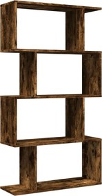 vidaXL 4 szintes füstös tölgy fa elválasztó könyvespolc 70x24x129 cm