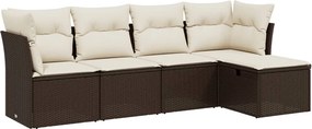 vidaXL 5 részes barna polyrattan kerti ülőgarnitúra párnával