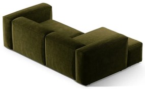 Zöld kordbársony sarokkanapé (bal oldali-heverő résszel) Bergano – Cosmopolitan Design