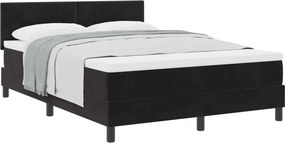 vidaXL Boxrugós ágy matracmal fejtámlával Fekete 140 x 190 cm Bársony