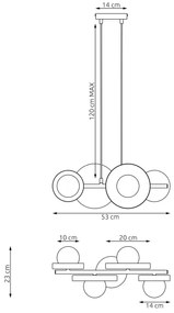 Kábelre függesztett csillár MODEL 4xG9/8W/230V bézs