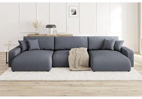 Sötétszürke kordbársony kinyitható tárolóhelyes sarokkanapé Sara – Ropez