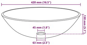 42 cm-es edzett üveg mosdókagyló aranyszínű