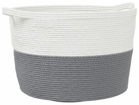 szürke-fehér pamut szennyeskosár Ø60 x 36 cm