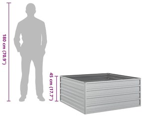 ezüstszínű horganyzott acél kerti magaságyás 100 x 100 x 45 cm