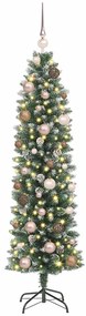 Mű Karcsú Karácsonyi Fa LED -es lámpákkal Zöld 150 cm