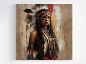 Poszter Portré Nő Indián Tribal Boho Etno 80x80