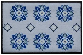 Díszes prémium lábtörlő - kék virágmintás (Válassz méretet: 60*40 cm)