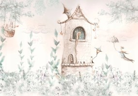 Tapéta Torony Nyulak akvarellek gyerekszobába 368x254 vinil +ragasztó