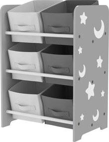 AIYAPLAY Gyerek Könyvespolc 3+ Éveseknek 6 Legalább Nem Szőtt Anyagú dobozzal Játék Szervező Gyerekszobába Babaágyhoz 43x30x60 cm Szürke | Aosom