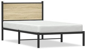 sonoma tölgy színű fém ágykeret matrac nélkül 100 x 200 cm