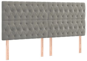 világosszürke bársony LED-es fejtámla 180x7x118/128 cm
