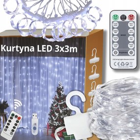 Fényfüggöny Karácsonyi Lámpák 3x3M 300 Led Karácsonyfa Füzér Ablakra