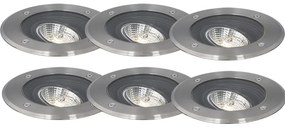 6 db modern kültéri talajszpotlámpa szett acélból AR70 állítható IP65 - Delux